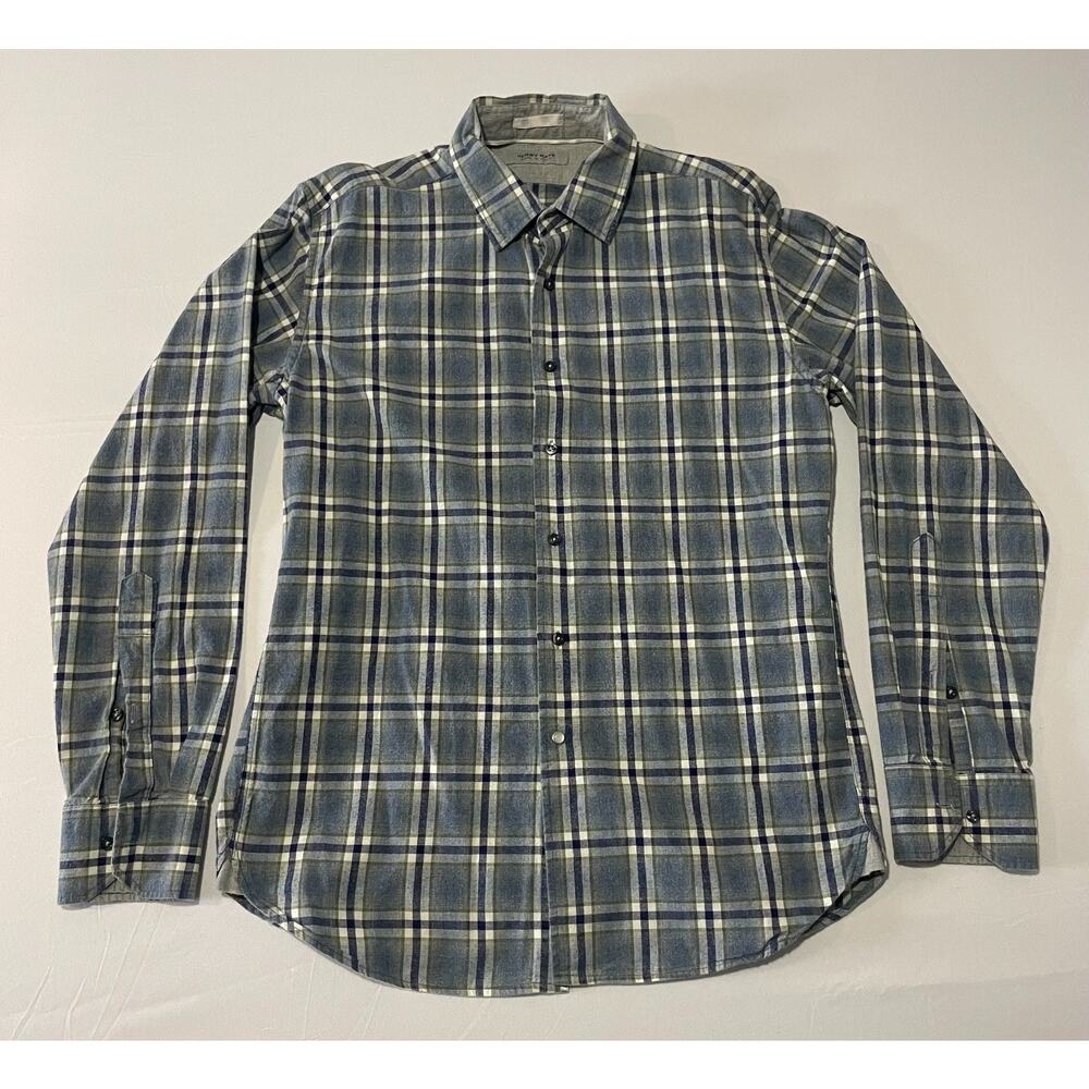 Jerry Kaye Made in Italy Mens Long Sleeve Flannel‎ Button Up Size Large Cotton